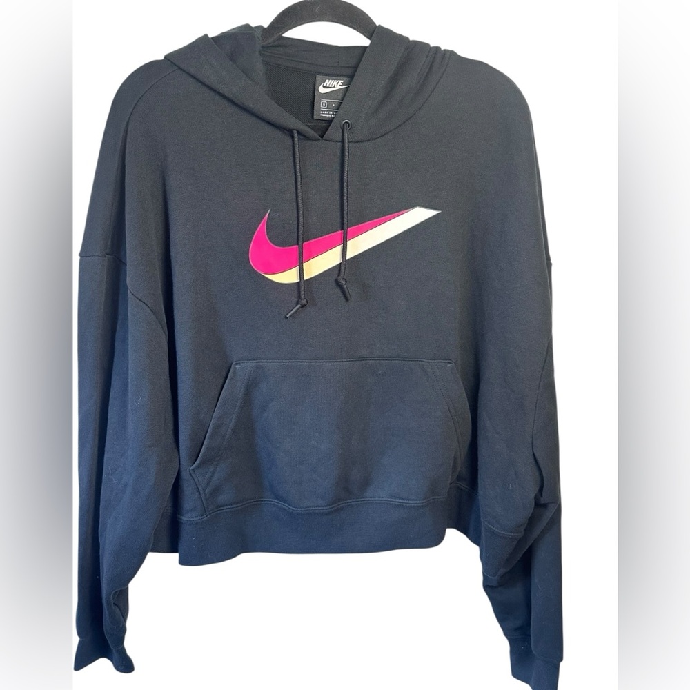 Nike Crop Icon Clash Hoodie Size Small Kangaroo Pocket Oversized‎ Comfy Black